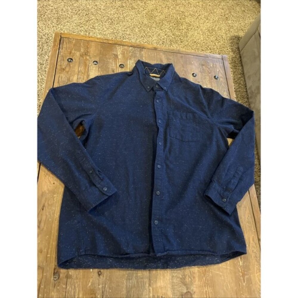 LL Bean Signature Mens Slim Fit XL Tall Button Down Shirt Navy Blue Long Sleeve